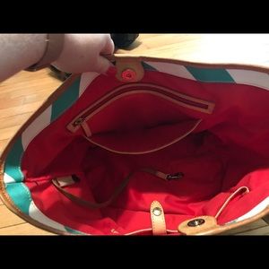 Green and white chevron Dooney & Bourke